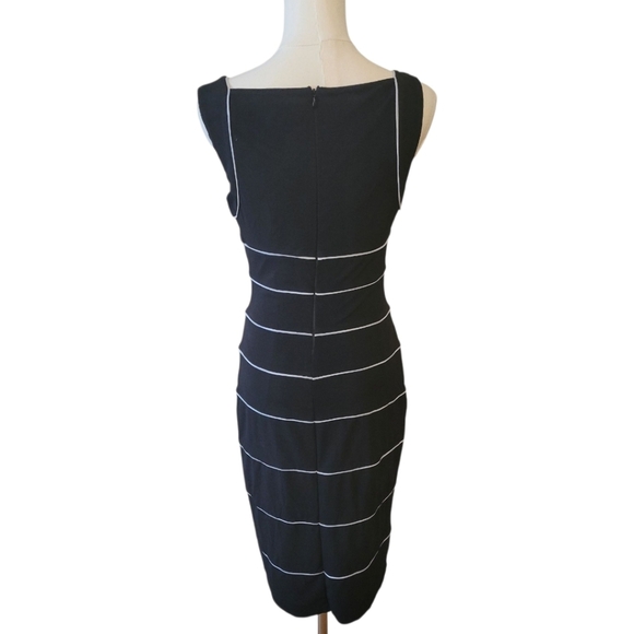 WHBM Black Striped Bodycon Dress Size 4 - Picture 5 of 6